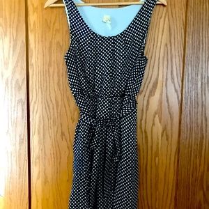 Boutique Dress, navy polka dots, size L